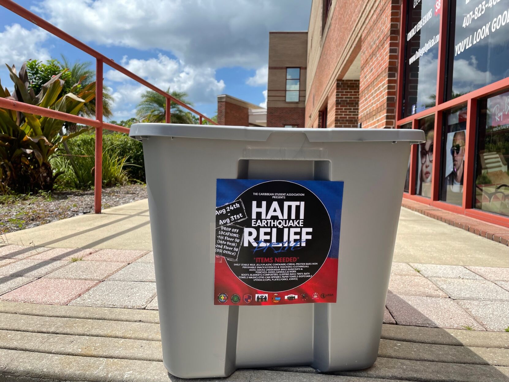Haiti relief drop-off bin